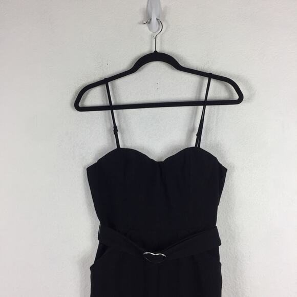 Lovers + Friends Camilla Black Bustier Heart Belt Straight Leg Jumpsuit Small - Picture 4 of 14